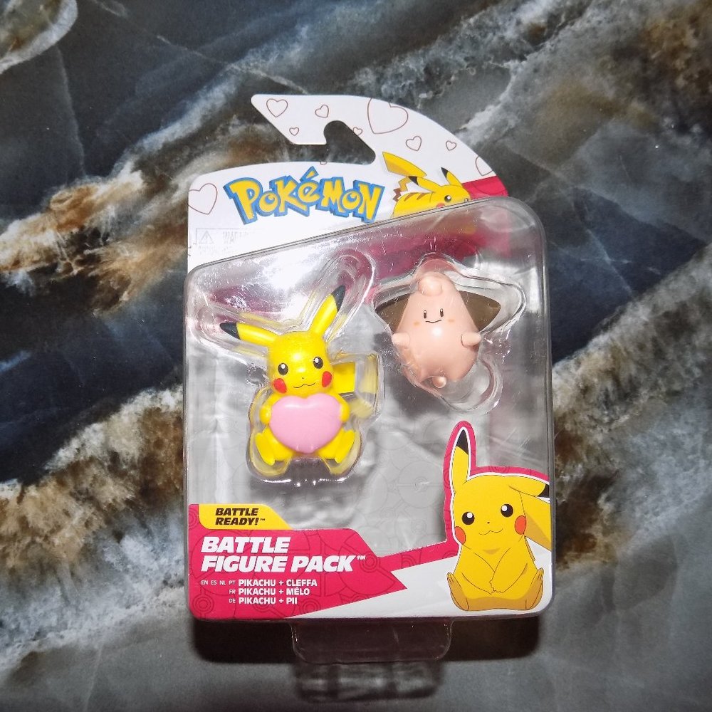 Pokemon PIKACHU & CLEFFA Battle Figure Pack VALENTINES DAY Set NEW 2024